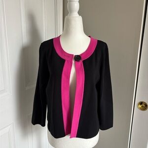 Cable & Gauge Black Sweater with Pink Trim